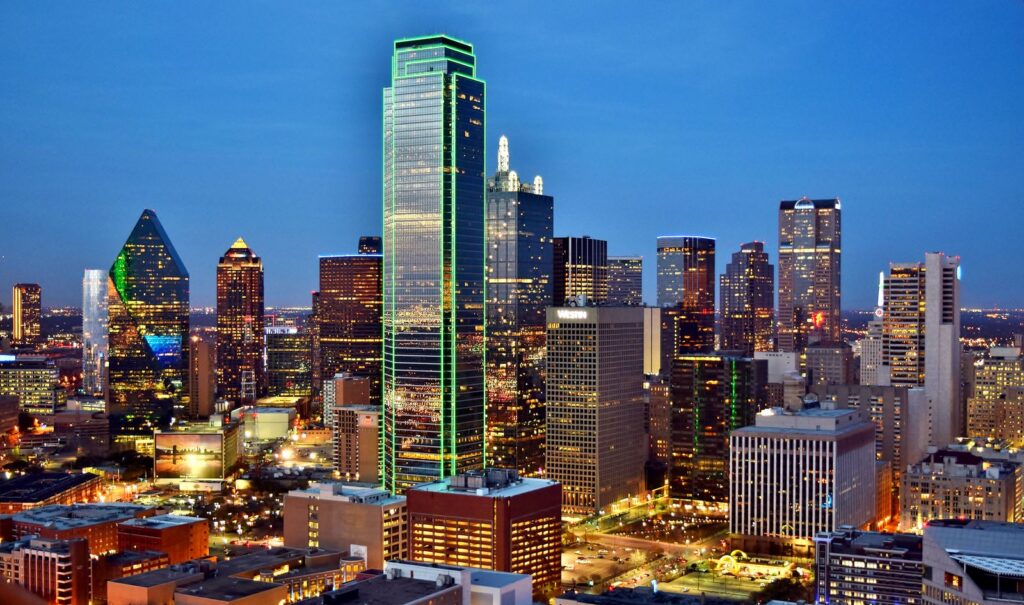 Dallas downtown towers on the route from Love Field to Uptown